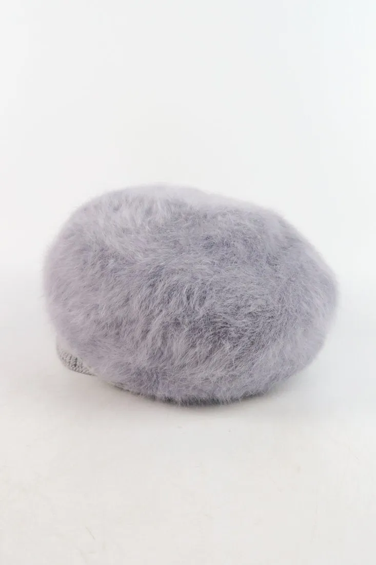 หมวกไหมพรมถักขนกระต่าย บุขนด้านใน  - Fleece Lining Winter Rabbit Hair Kintted Cap with Visor