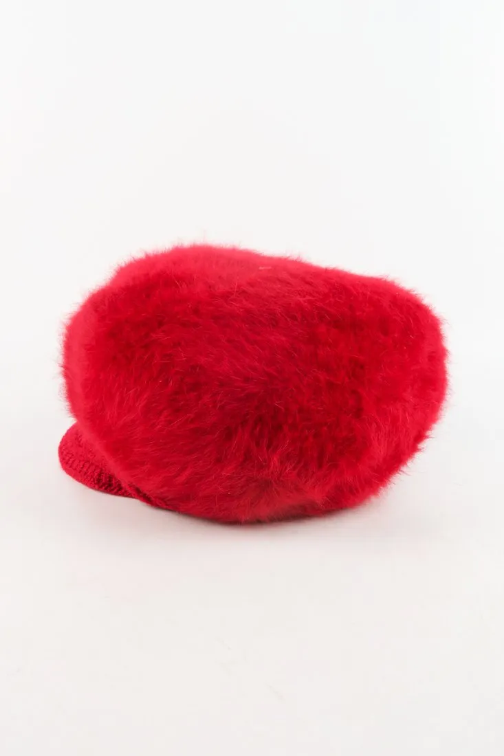 หมวกไหมพรมถักขนกระต่าย บุขนด้านใน  - Fleece Lining Winter Rabbit Hair Kintted Cap with Visor