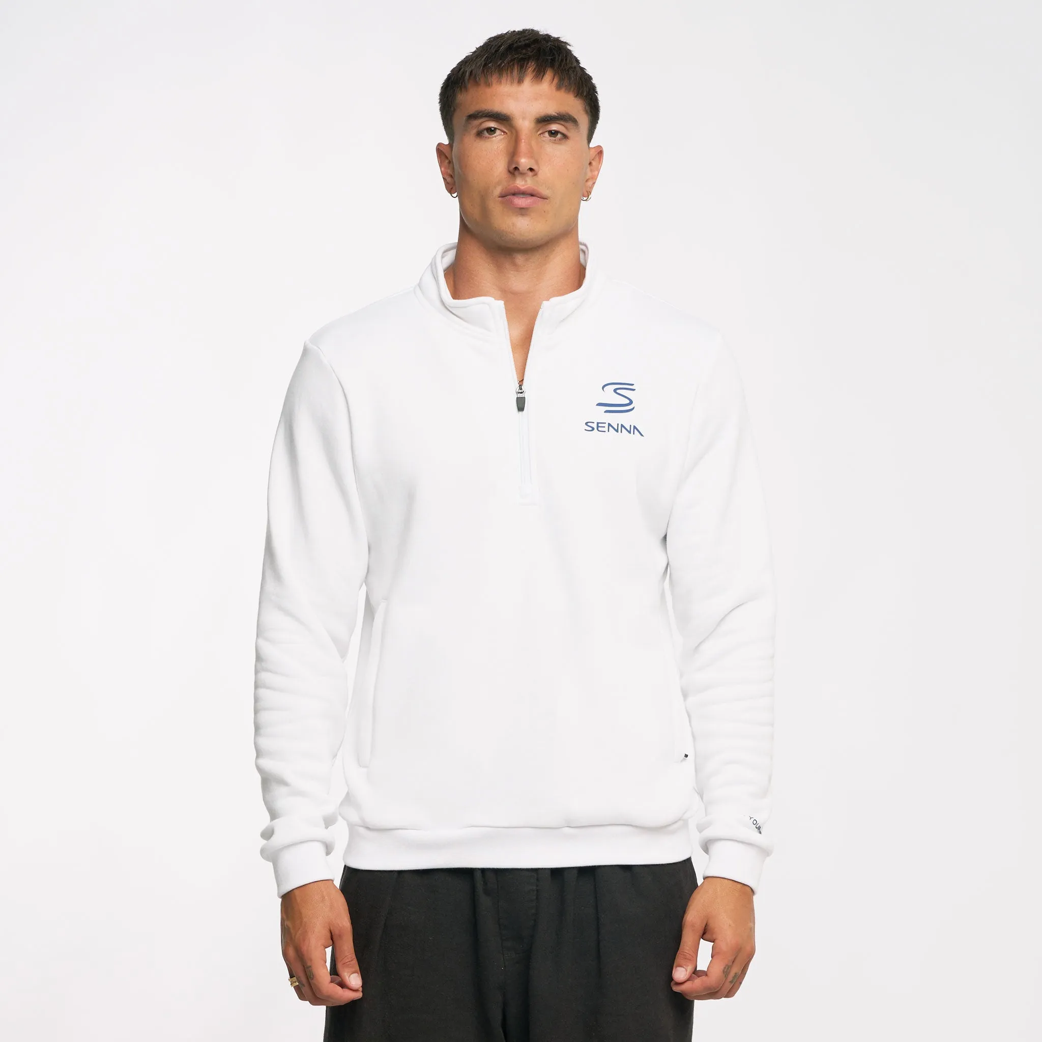 Ayrton Senna Legacy Quarter Zip White Fleece