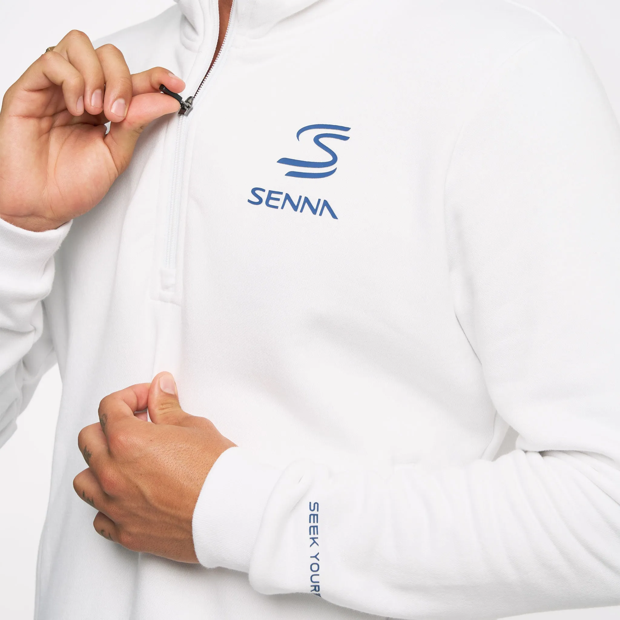 Ayrton Senna Legacy Quarter Zip White Fleece