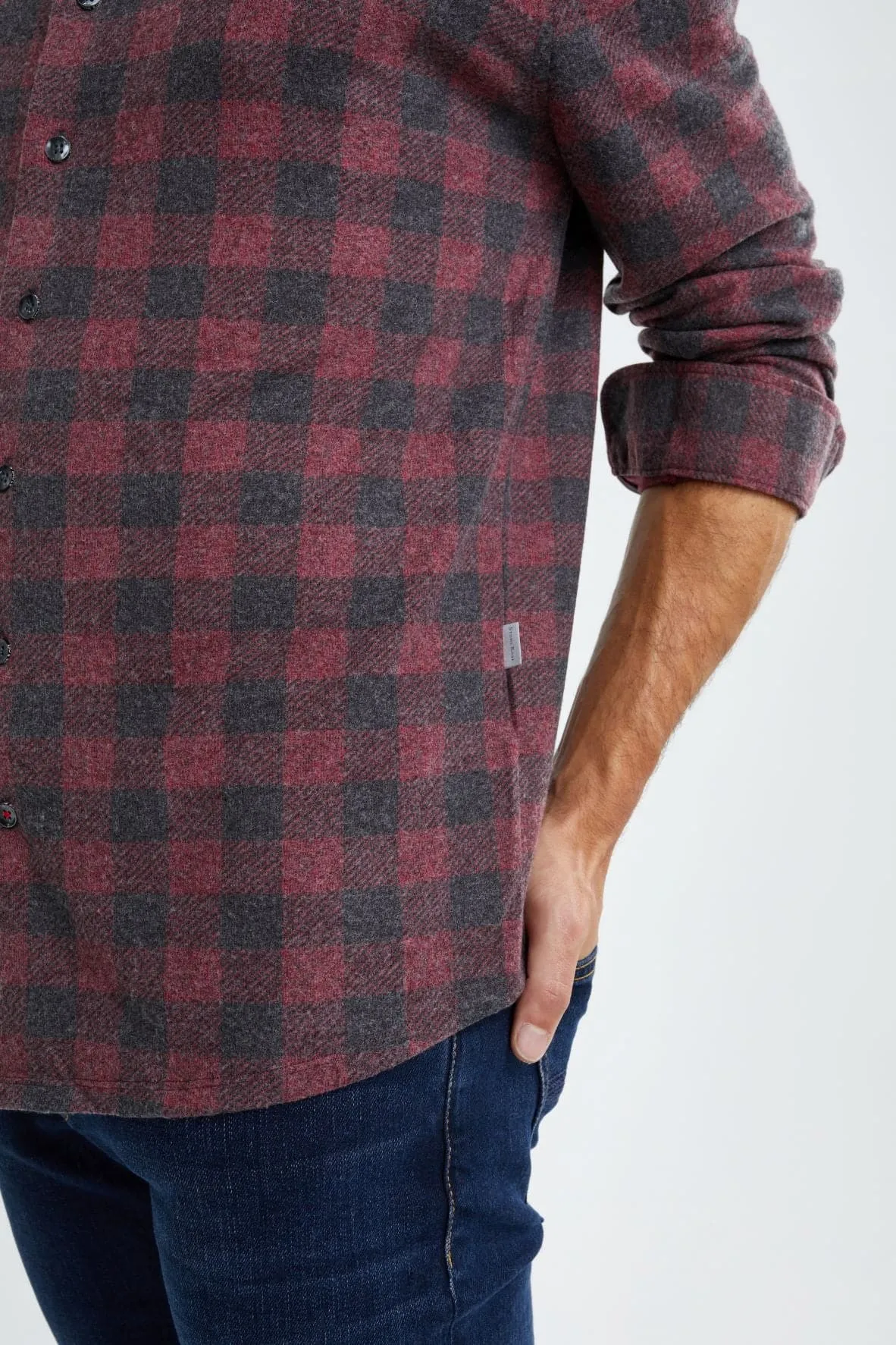 Burgundy T-Series Fleece Buffalo Check Shirt