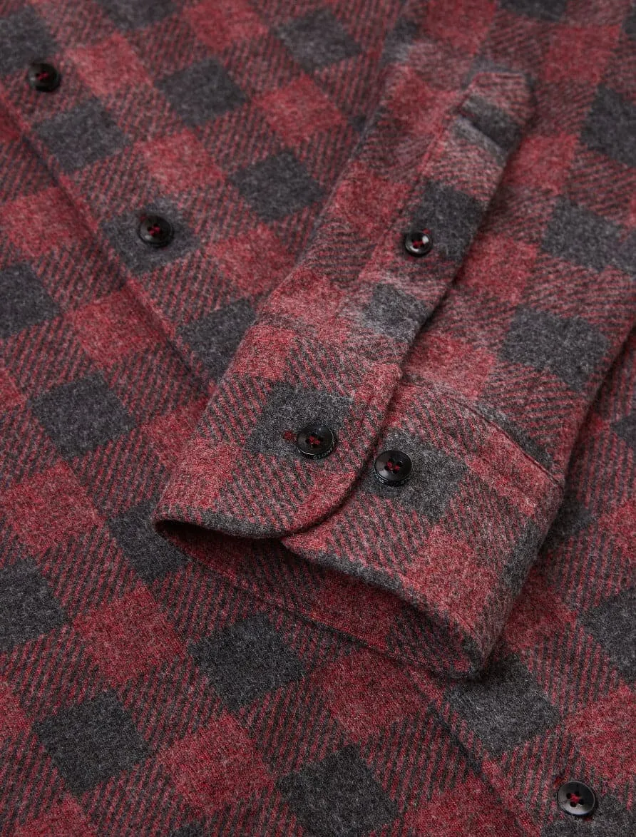 Burgundy T-Series Fleece Buffalo Check Shirt