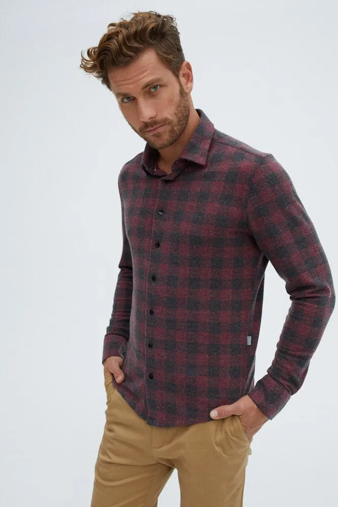 Burgundy T-Series Fleece Buffalo Check Shirt