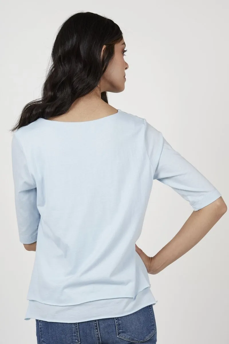 Double Layer Tee in Soft Blue
