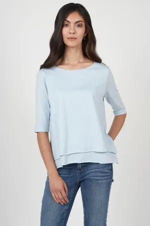 Double Layer Tee in Soft Blue