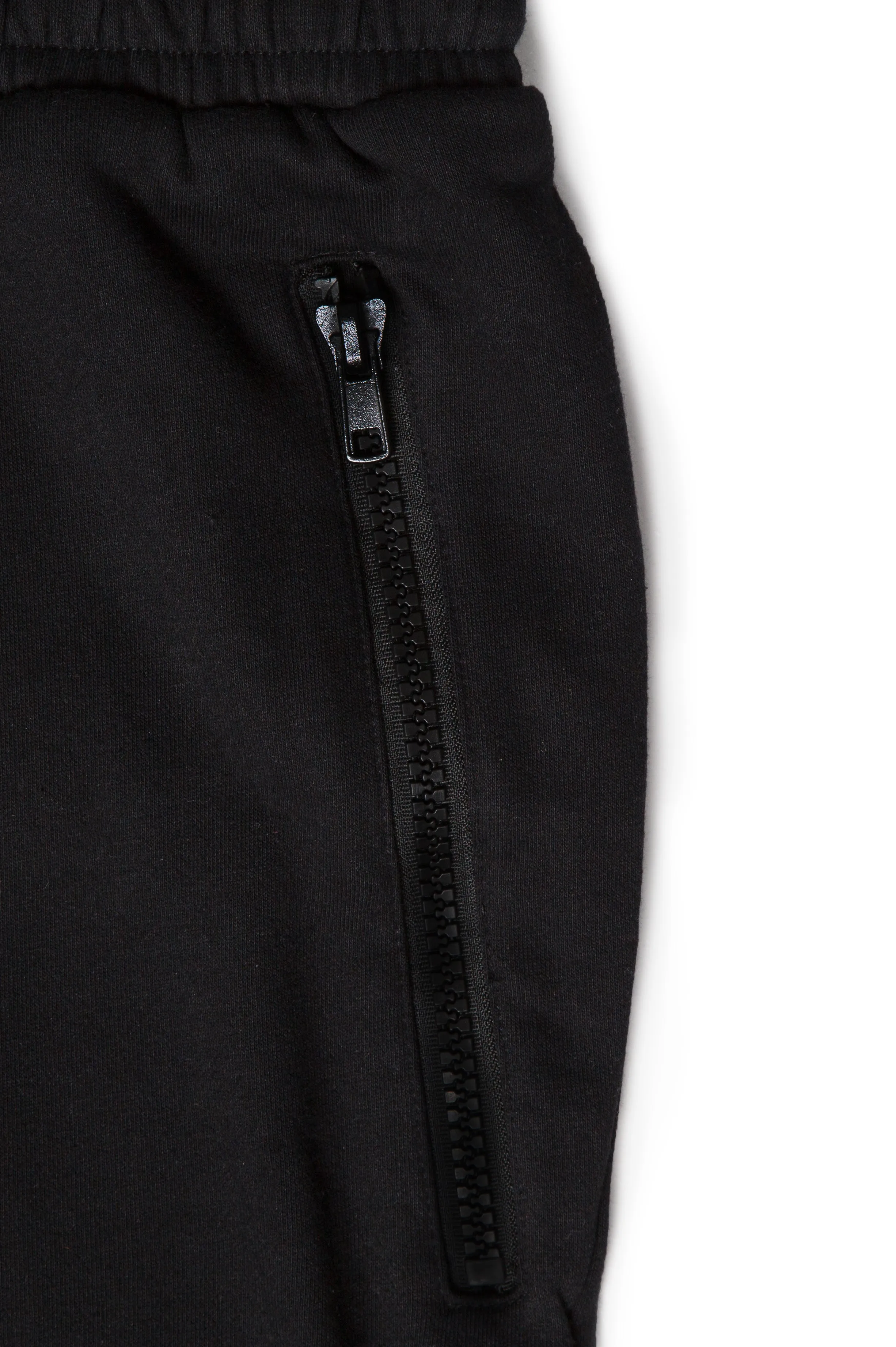 DROP CROTCH BLACK ZIPPER SHORTS