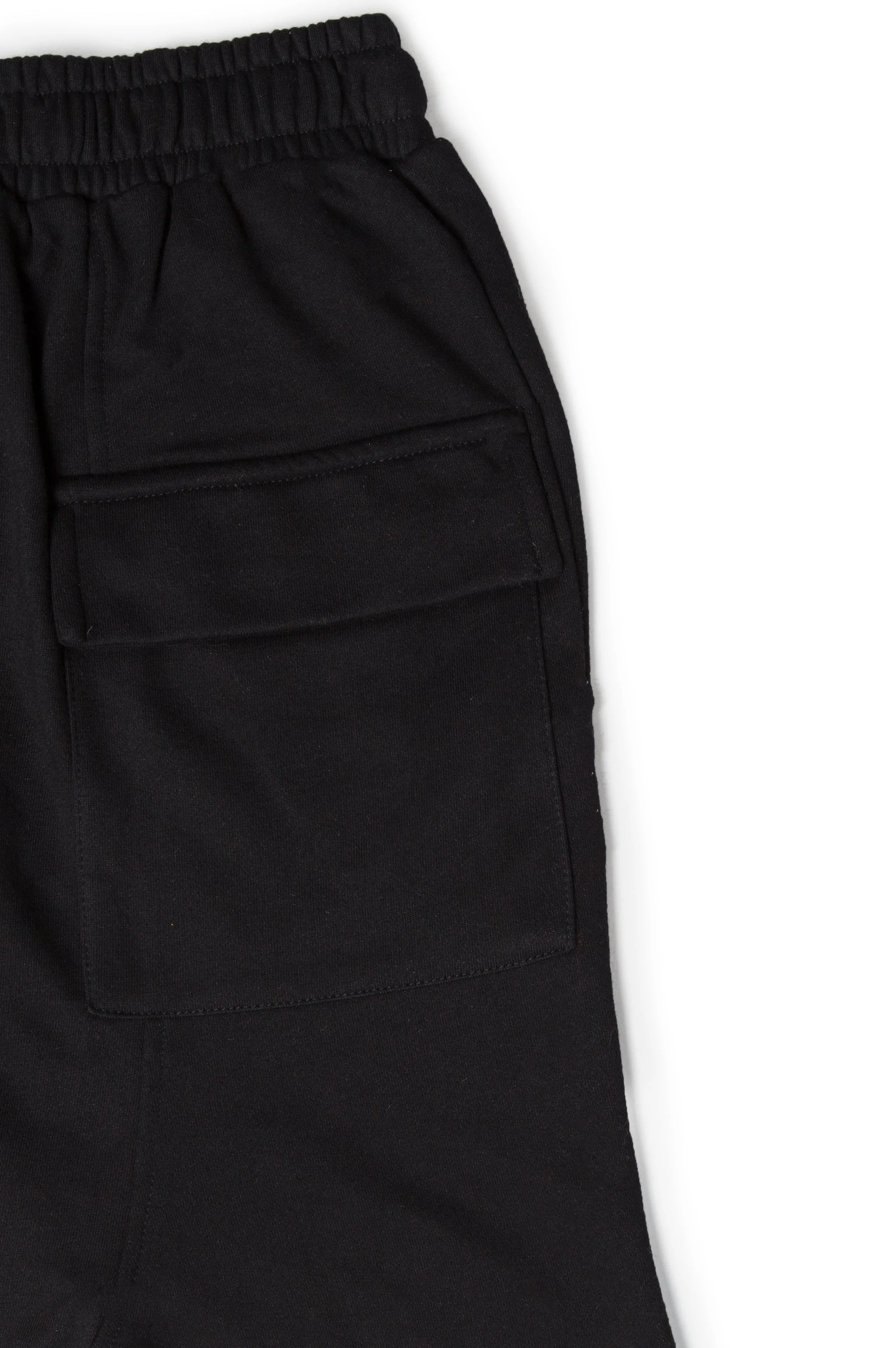DROP CROTCH BLACK ZIPPER SHORTS