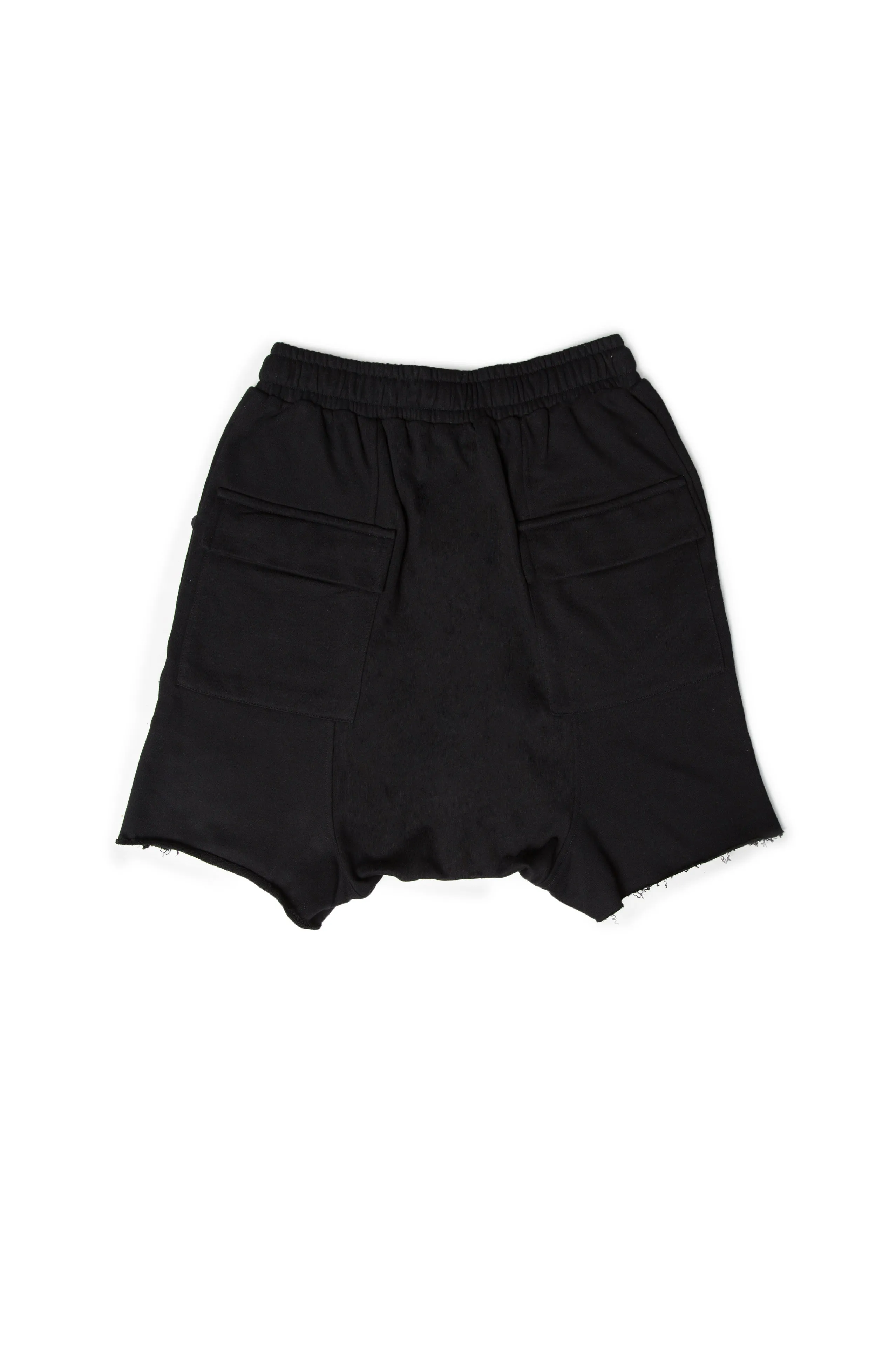 DROP CROTCH BLACK ZIPPER SHORTS
