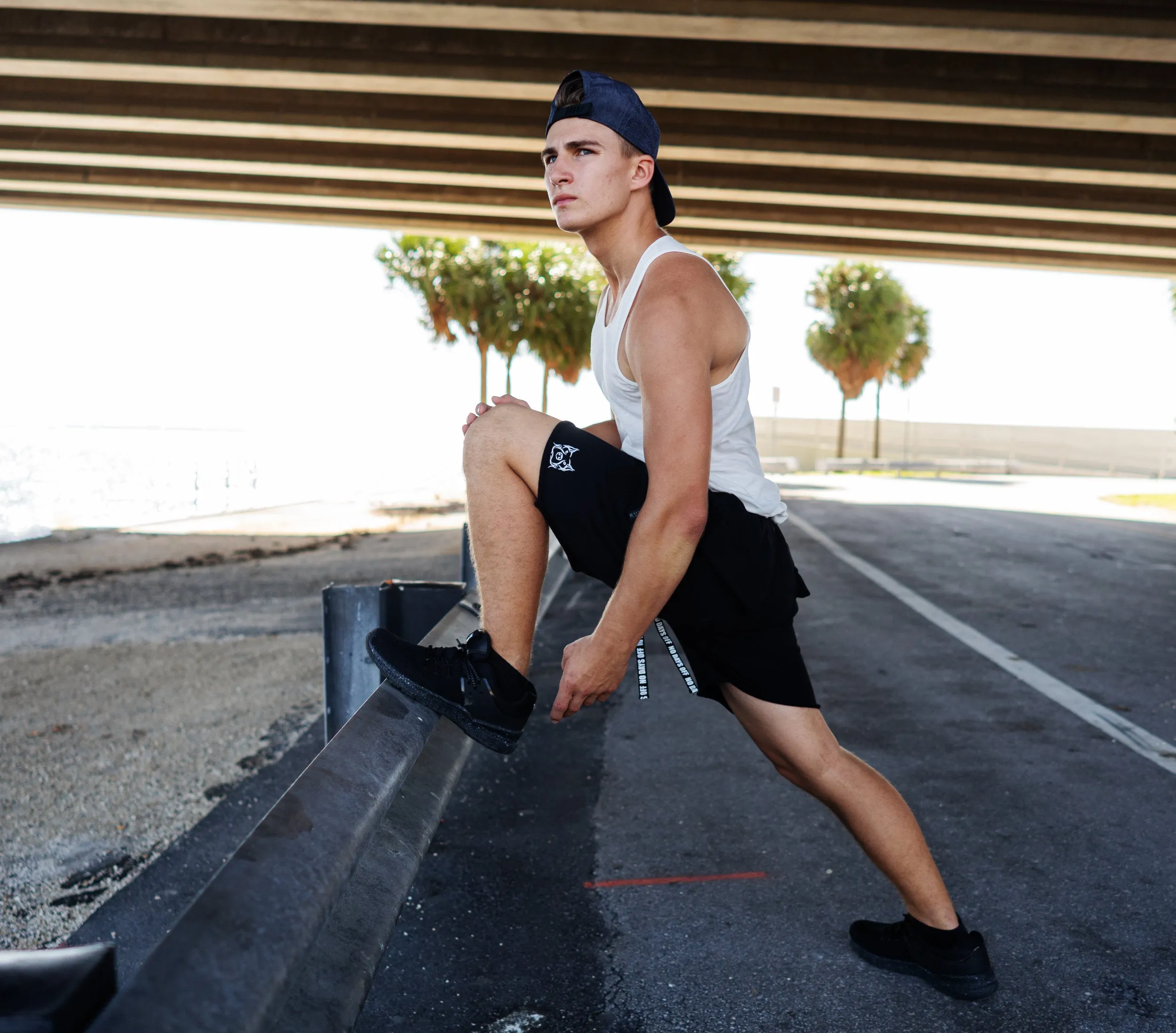 DROP CROTCH BLACK ZIPPER SHORTS