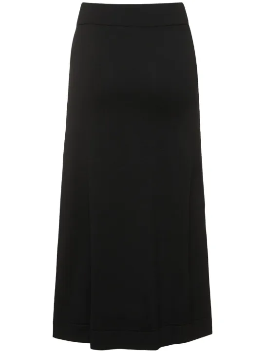 Jil Sander   Wool knit draped midi skirt w/ ring 