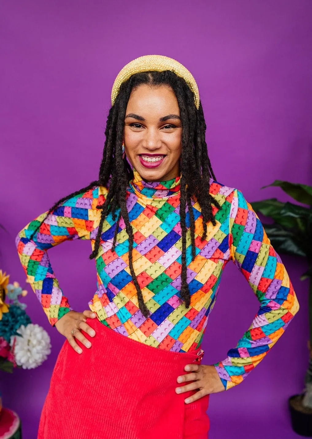 Long Sleeved Turtleneck in Rainbow Lego