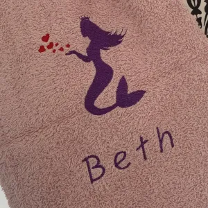 Mermaid Hearts - Kids Large Fleece Blanket - Personalised