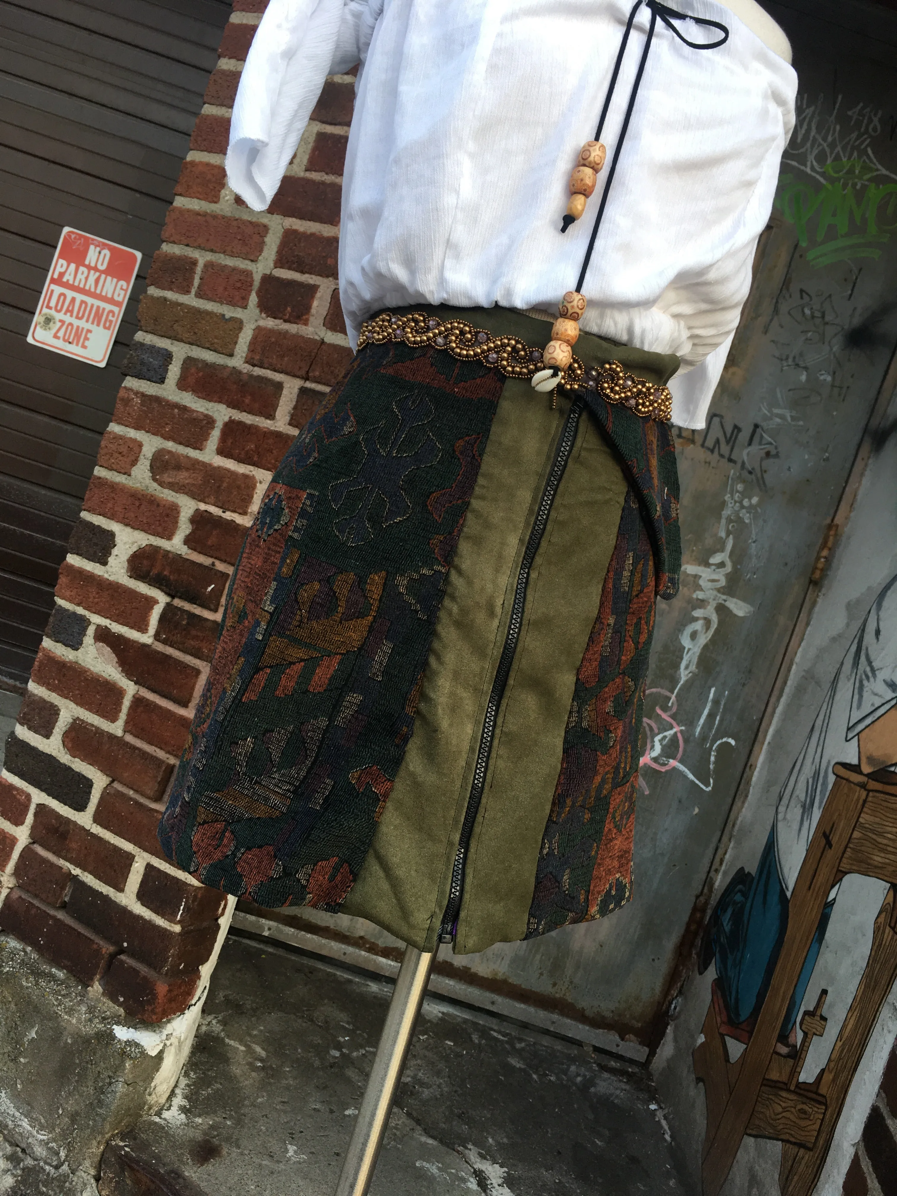 Patchwork corduroy skirt