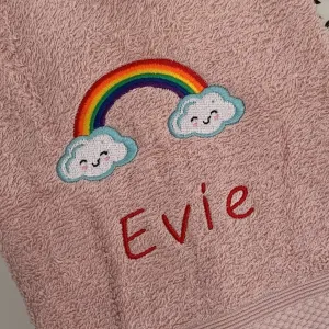 Rainbow Clouds - Kids Large Fleece Blanket - Personalised