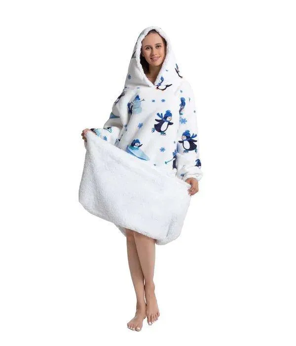 Shoodie™ Pinguin Extra Lang | Heb het nooit meer koud met deze warme fleece hoodie deken!!