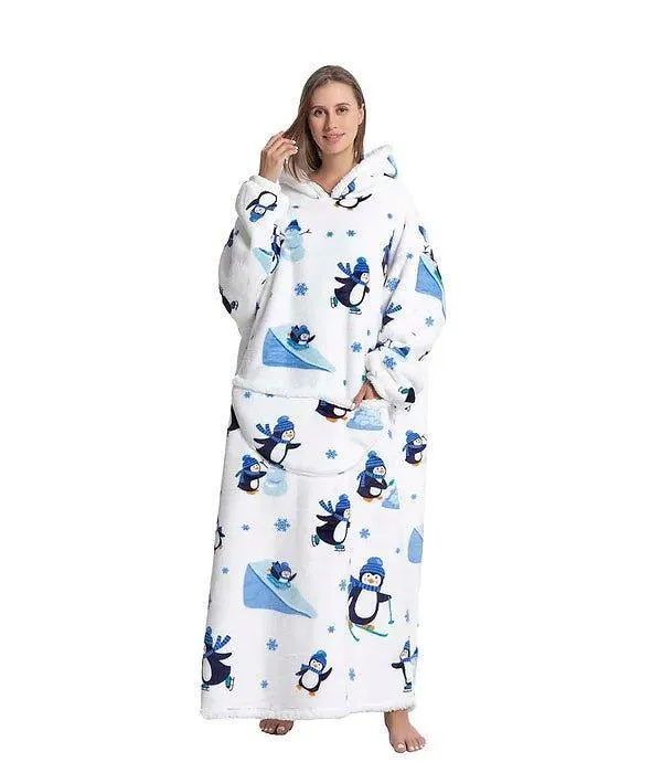 Shoodie™ Pinguin Extra Lang | Heb het nooit meer koud met deze warme fleece hoodie deken!!