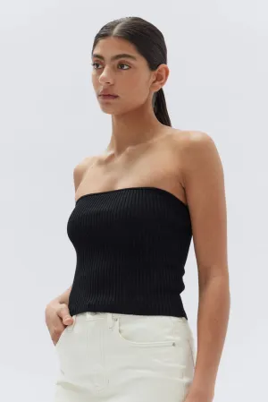 SKARA STRAPLESS RIB TOP | BLACK