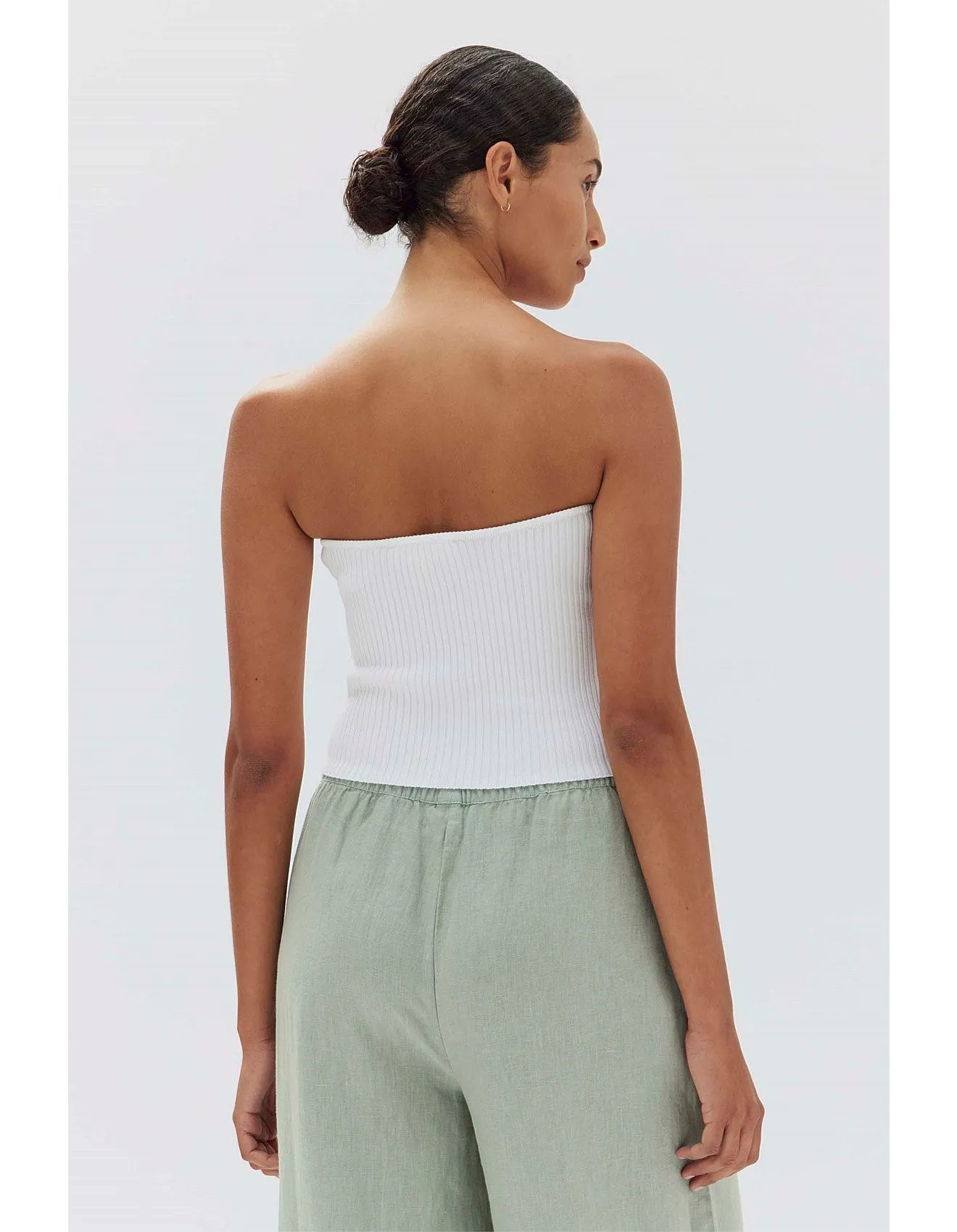SKARA STRAPLESS RIB TOP | WHITE
