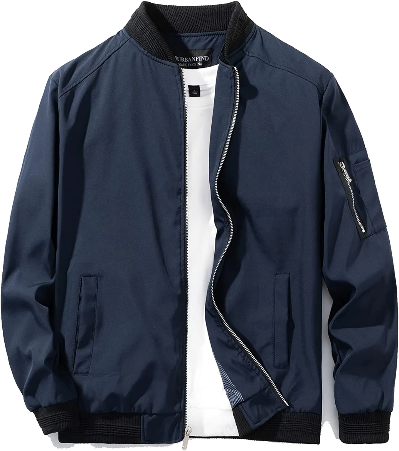 URBANFIND Men's Slim Fit Lightweight Sportswear Jacket Casual Bomber Jacket