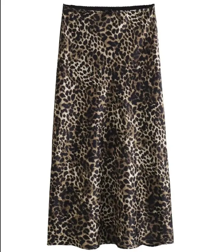 Vintage Leopard Print Midi Skirt